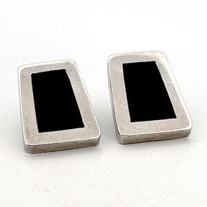 Vintage Mexican 925 Sterling silver and Onyx post Earrings